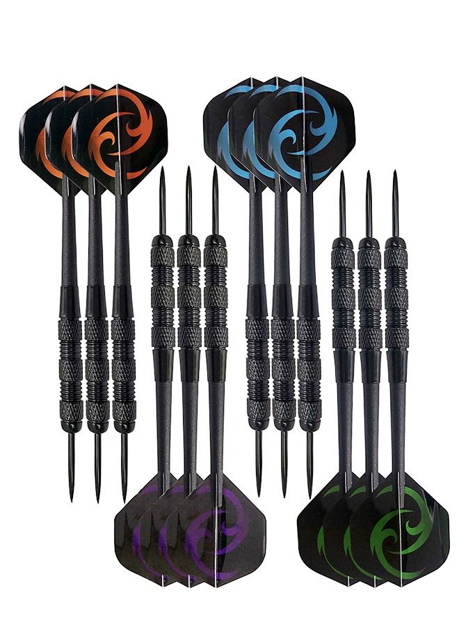 GROIC 12PCS Steel Tip Darts Set 22 Grams- Professional Darts Steel Tip for Dartboard with Nonslip Iron Barrel, Flights + Gift Case - Darts Metal Tip  - Image 3