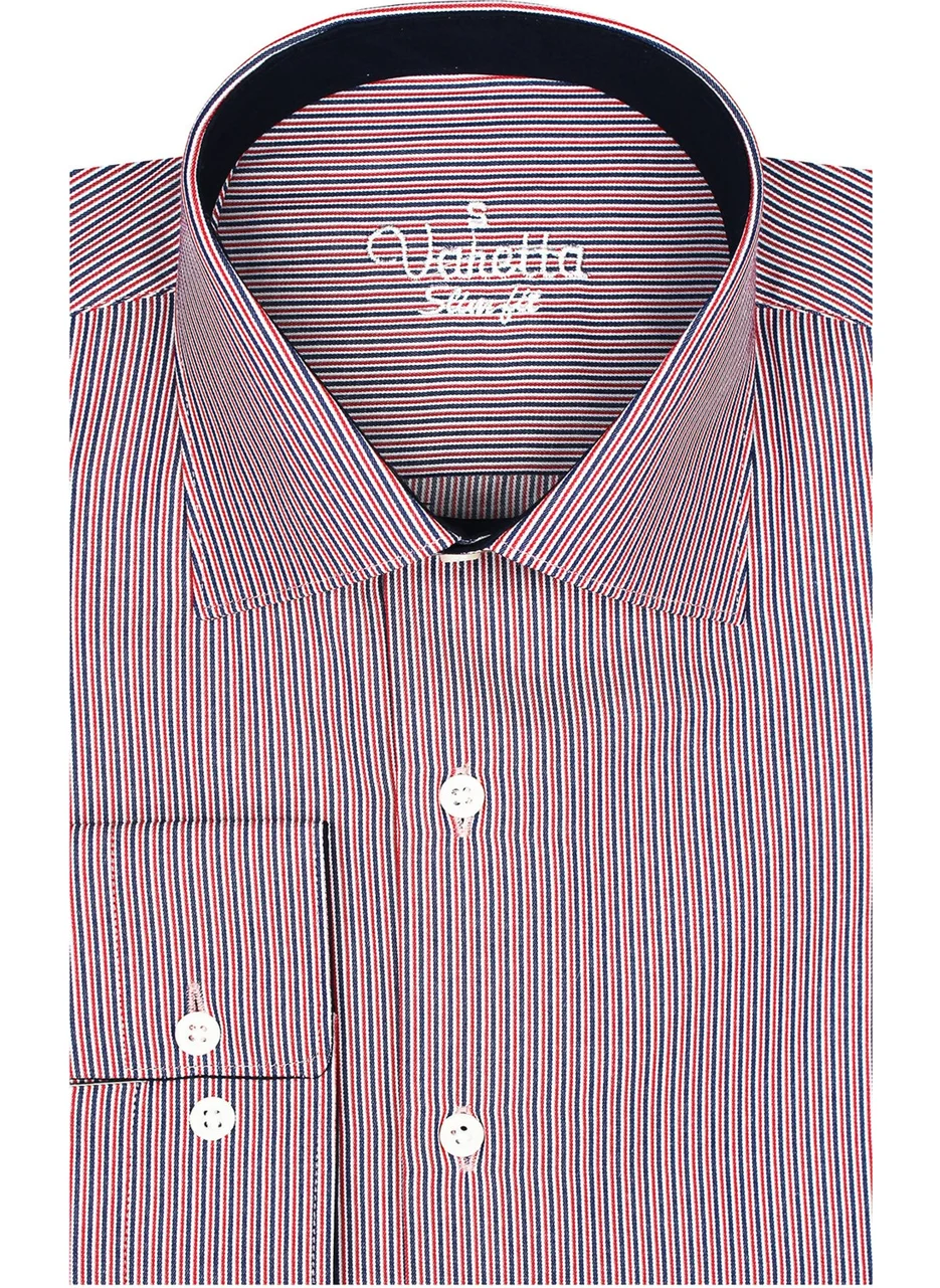 فاريتا Men's Red Slim Fit Striped Long Sleeve Shirt
