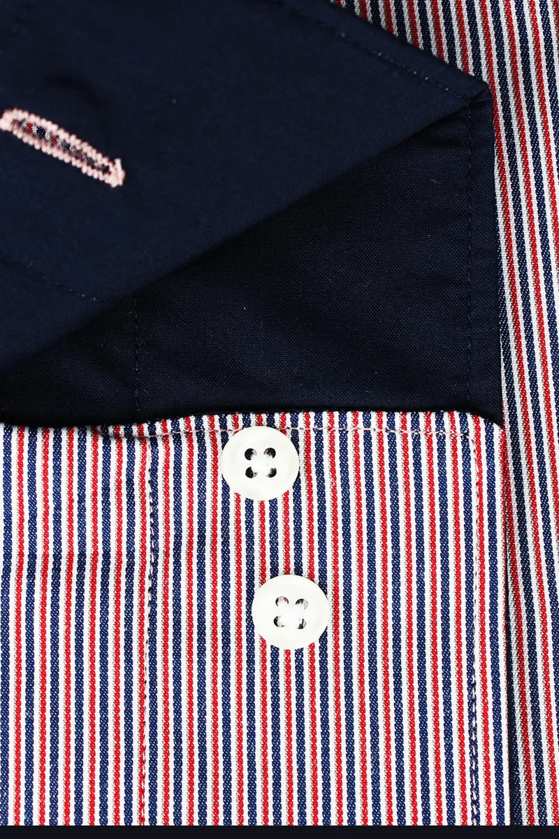 فاريتا Men's Red Slim Fit Striped Long Sleeve Shirt