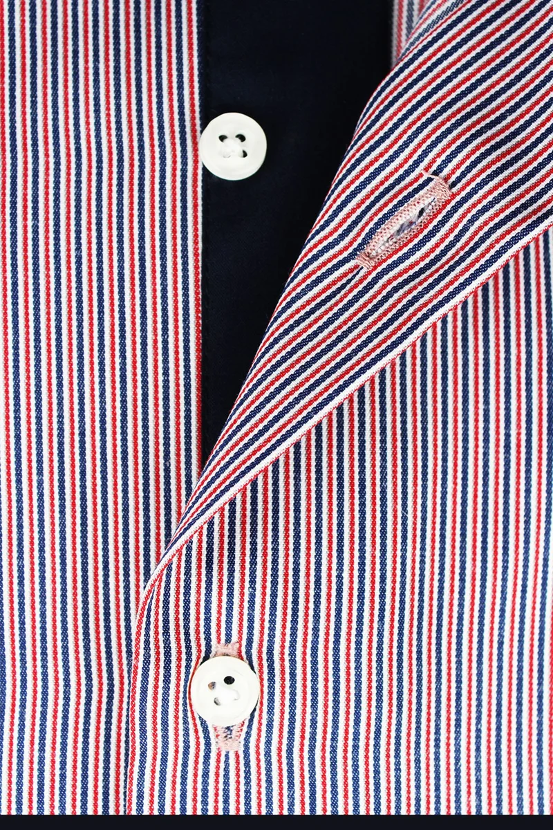 فاريتا Men's Red Slim Fit Striped Long Sleeve Shirt