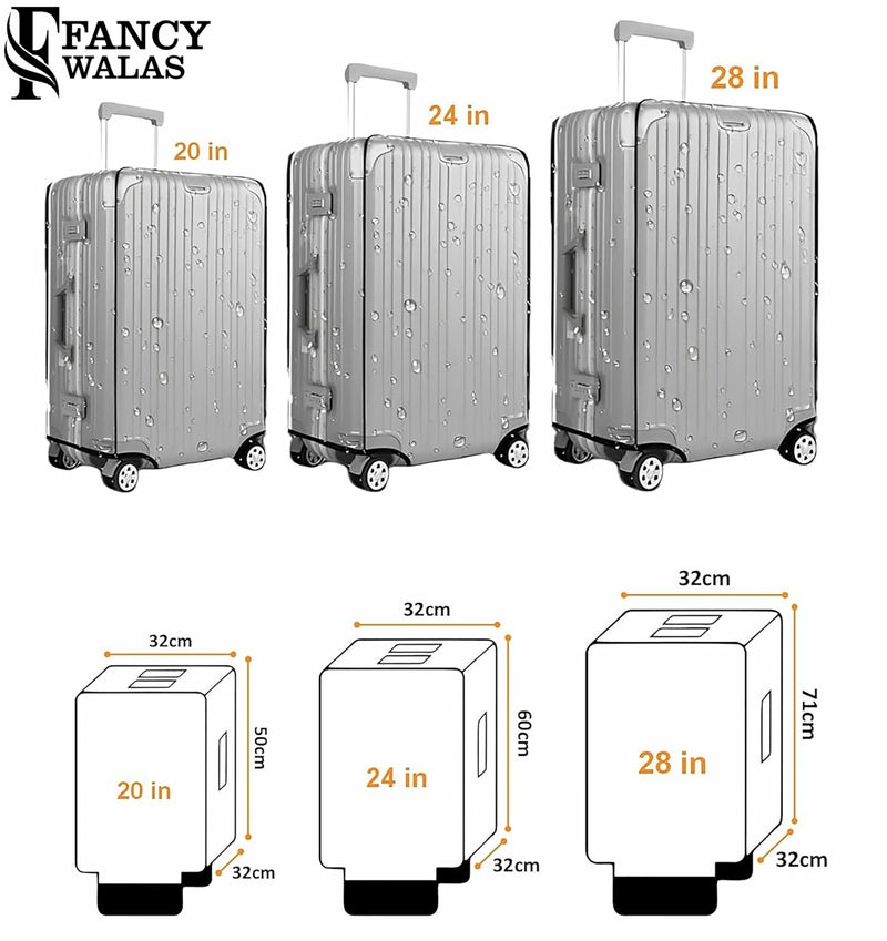 Fancy Walas 28 Inch Trolley Bag Cover/Suitcase Bag Cover/Waterproof Dustproof Luggage Cover for Wheeled Luggage/Zippered Clear PVC Suitcase Covers Protectors (Large, 28 inch, Set of 1) - Image 4