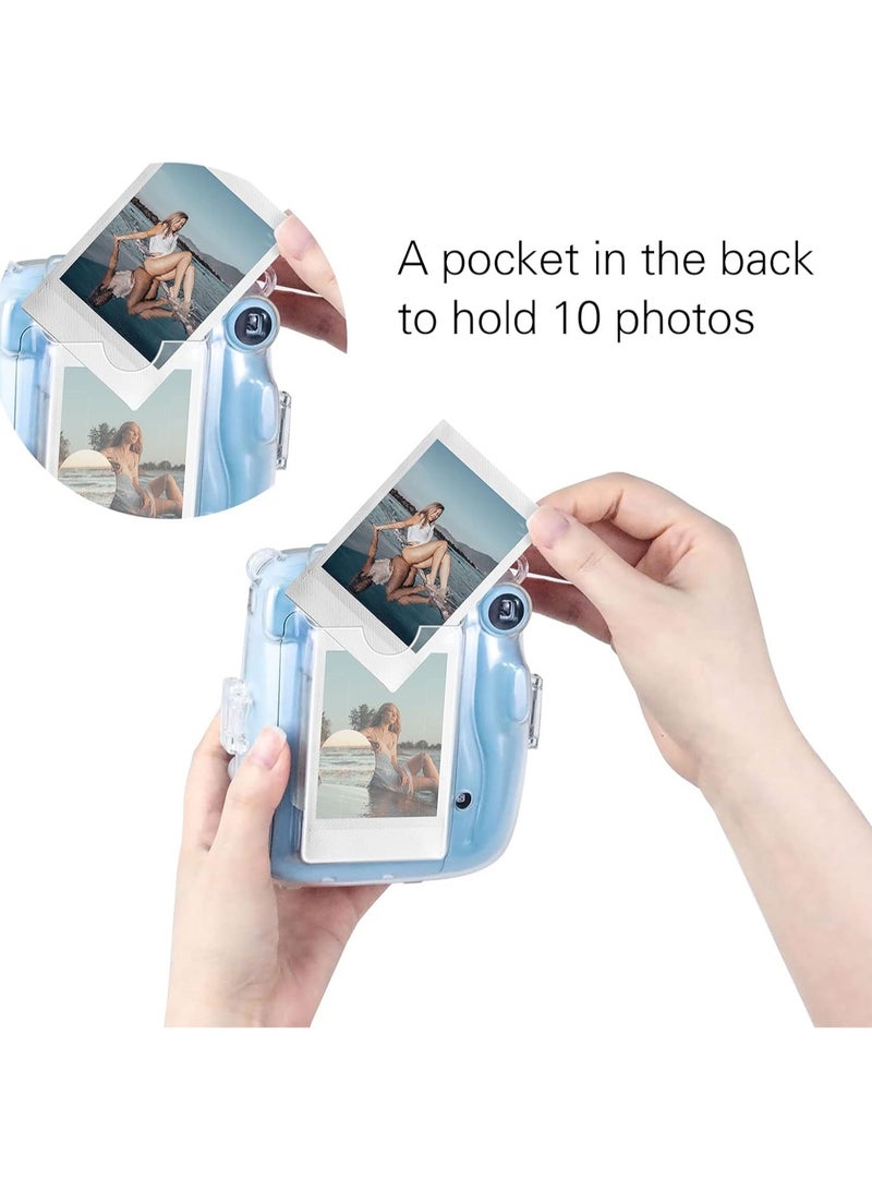 Polaroid Mini 11 Protective Case for Fujifilm Instax Mini 11 Instant Camera Crystal Hard PC Protective Case with Removable Shoulder Strap Transparent  - Image 4