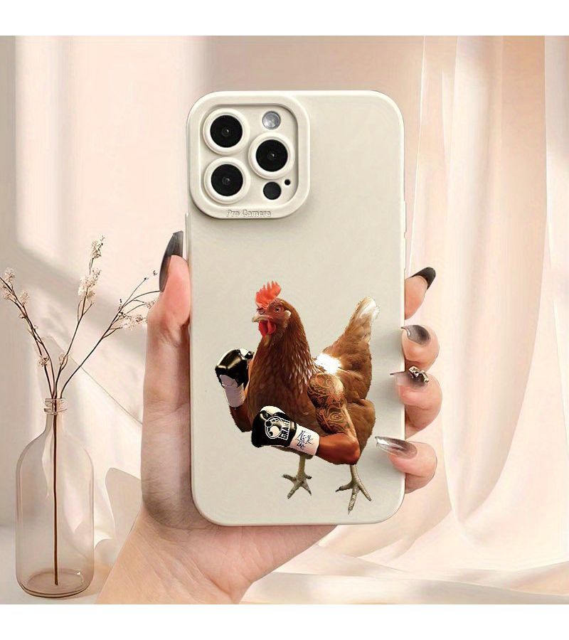 Mixed Color 1 Phone Case for iPhone 13 Pro Max Fighting Chicken Duck Design - Image 3