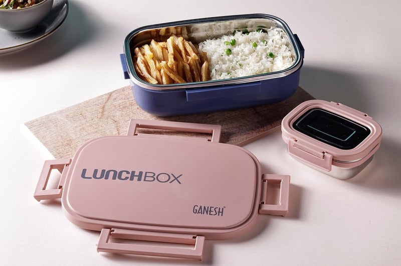 GANESH Stainless Steel Amaze Insulated Lunch Box with 4 Side Lock Lid, 900 ml and Inner Stainless Steel Container, 200 ml Easy to Carry (Mulitcolor) - Image 5
