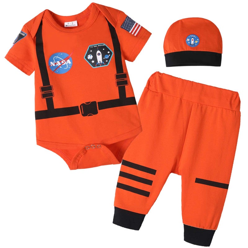 Zusnxaxe Newborn Baby Boys Girls New Year Astronaut Costume Outfit for Children Spacesuit with hat Birthday Gifts Toddler Pretend Role Play Dress UpOrange 612Months