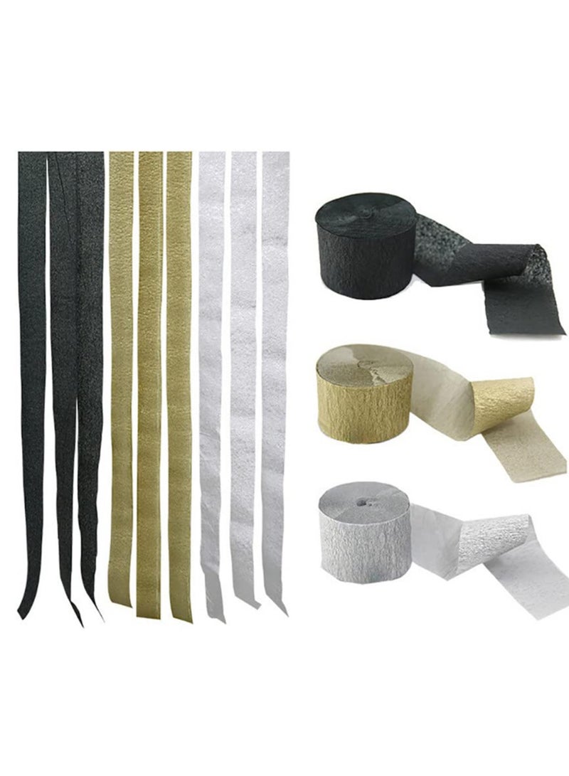 Mordely Rainbow Streamers Paper 3 Rolls 66m Crepe Paper Ribbons for Party Decorations Wedding Ceremony Birthday Bouquet Indoor Festivals Decoration - Image 1