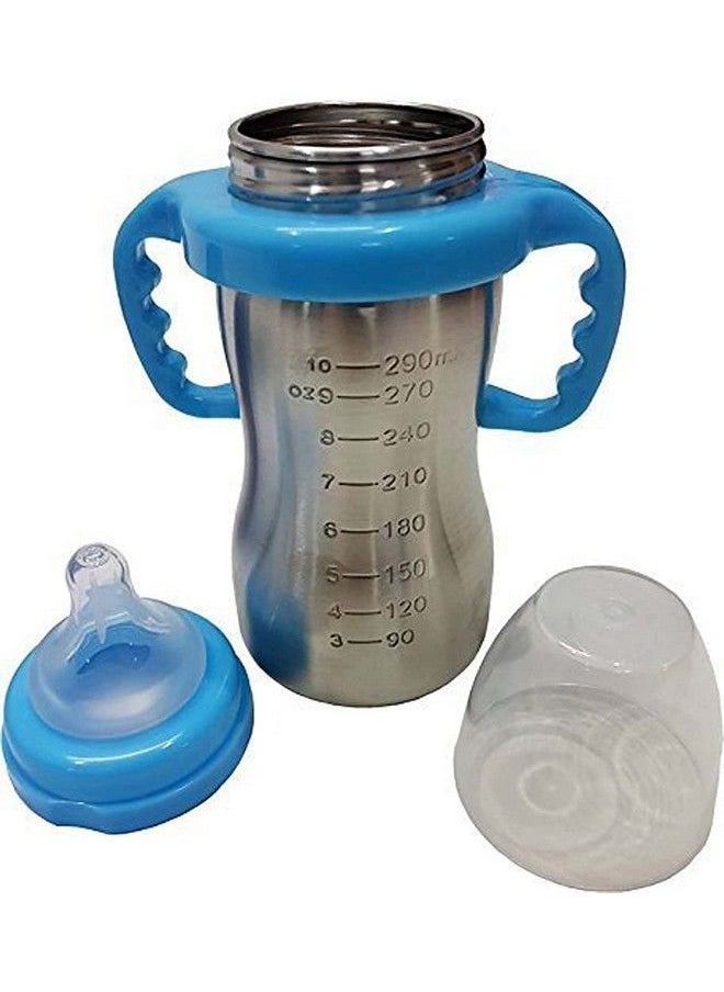 DOMENICO Baby Feeding Bottle In Stainless Steel Rganic Kidz High Grade Stainless Steel 2 In 1 Sipper And Feeding Bottle With Silicone Nipple For Baby (240 Ml)  - Image 4