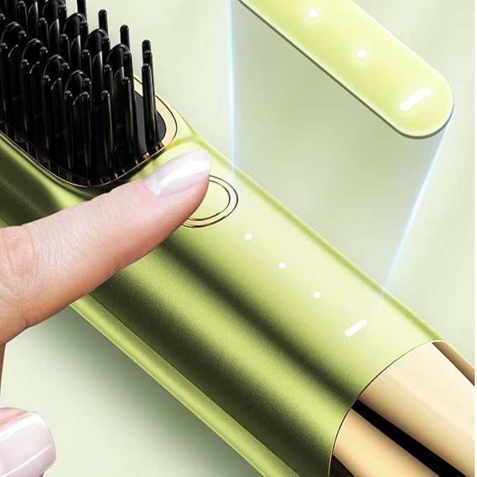 Barakah Cordless Hair Straightener Brush, Portable Mini Straightening Brush, Negative Ion Hot Comb Hair Straightener for Women with Travel Size, 160-220°C for All Hair Types,USB Rechargeable, Anti-Scald - Image 2