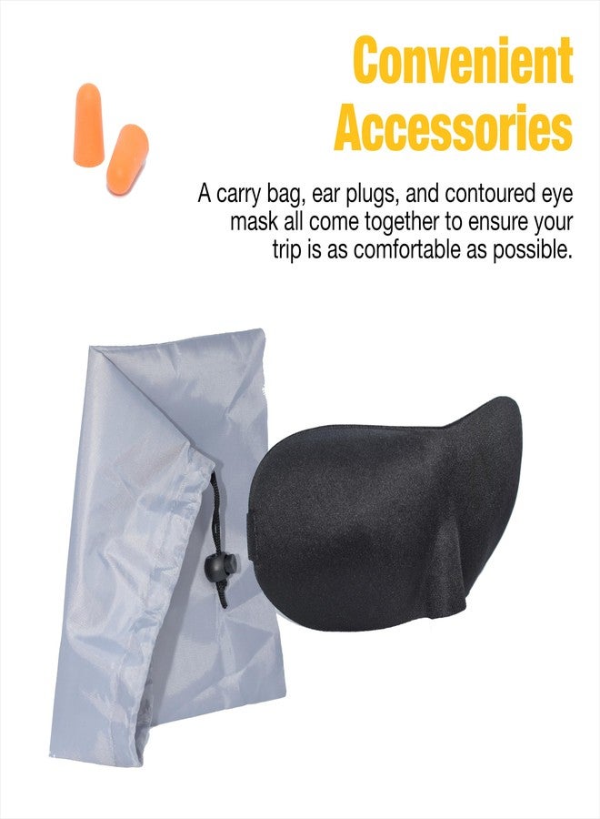 New Inflatable Travel Pillow Set - Great Travel Gift for Rest with Pillow, Eye mask & earplugs. Head & Lumbar Support for Rest & Comfort. Ideal Gift for Flights, car Rides, Office & More. - Image 3