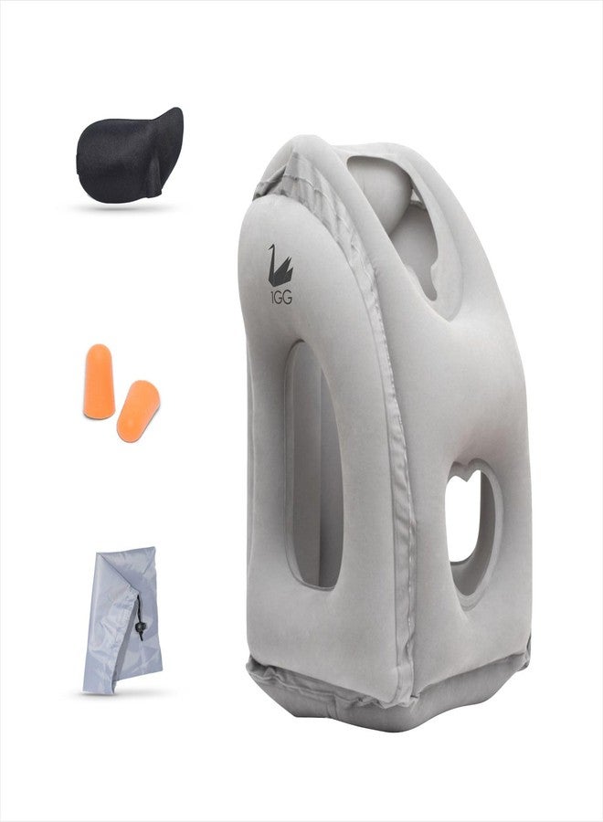 New Inflatable Travel Pillow Set - Great Travel Gift for Rest with Pillow, Eye mask & earplugs. Head & Lumbar Support for Rest & Comfort. Ideal Gift for Flights, car Rides, Office & More. - Image 1
