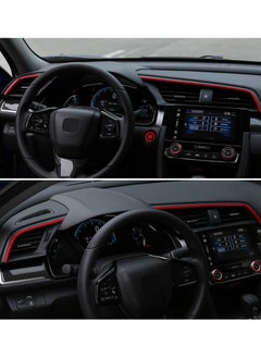 KASTWAVE 10th Gen Civic 2pcs Center Consoles Stickers Air Vent Trims Dash Board Panel Strips Decals for Honda Sedan Hatchback Coupe 2021 2020 2019 2018 2017 2016 Red  - Image 4