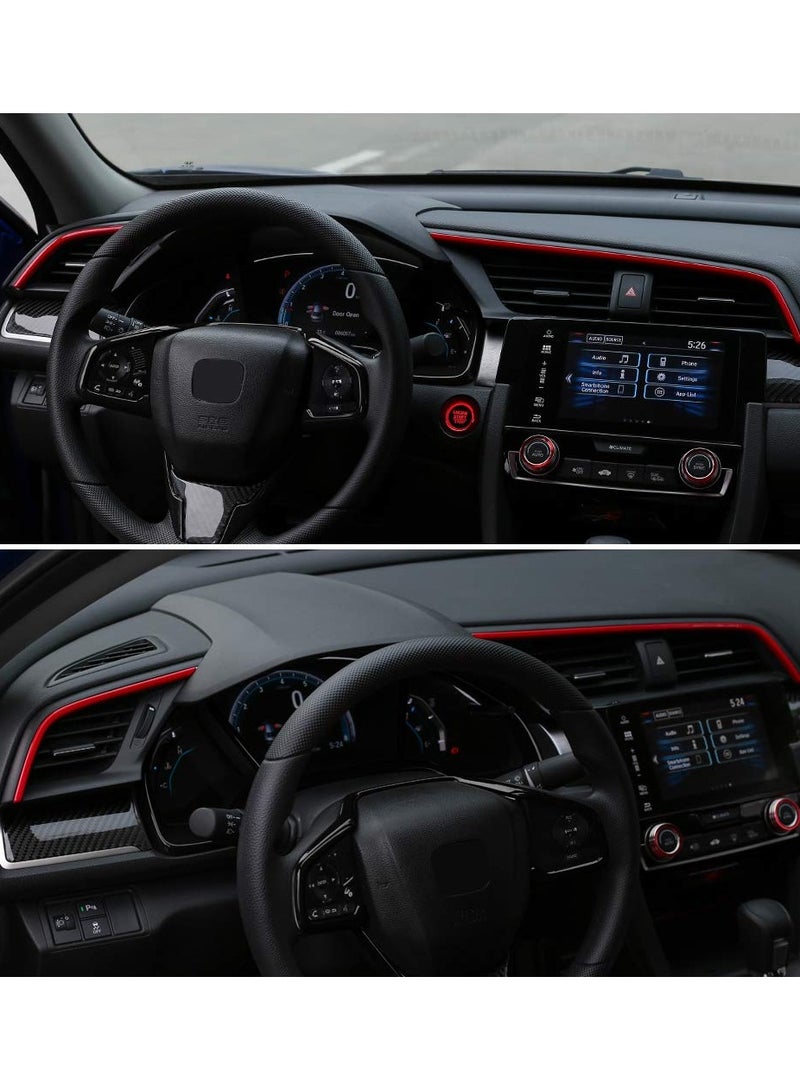 KASTWAVE 10th Gen Civic 2pcs Center Consoles Stickers Air Vent Trims Dash Board Panel Strips Decals for Honda Sedan Hatchback Coupe 2021 2020 2019 2018 2017 2016 Red  - Image 4