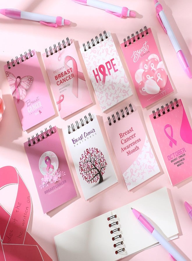 Lincia 96 Pcs Breast Cancer Awareness Gifts Pink Ribbon Notepads Retractable Pens Gel Ink Pens Breast Cancer Journal Notebook Retractable Roller Gel Ball Pen Hope Faith Support Presents for Women Men - Image 4
