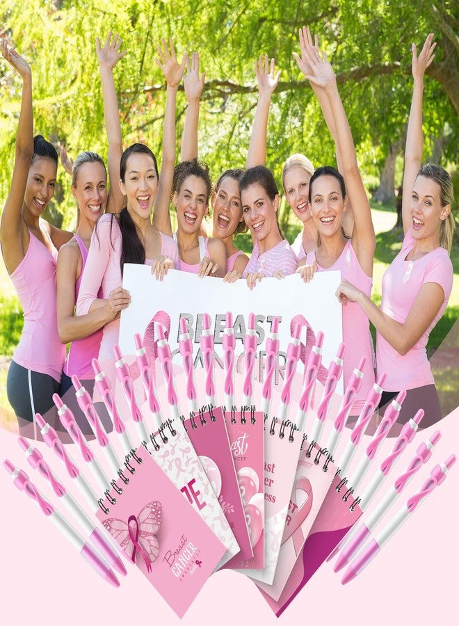 Lincia 96 Pcs Breast Cancer Awareness Gifts Pink Ribbon Notepads Retractable Pens Gel Ink Pens Breast Cancer Journal Notebook Retractable Roller Gel Ball Pen Hope Faith Support Presents for Women Men - Image 5
