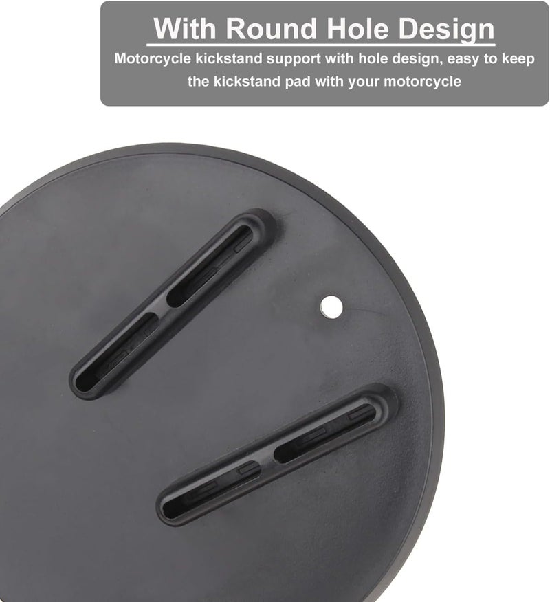 SUNPIE Motorcycle Kickstand Pad - Universal Motor Bike Kickstand Plate for Harley All Motorcycles - Rugged Kick Stand Plates Floor Protector Prevents Sinking on Grass, Dirt & Hot Pavement, Black - Image 3