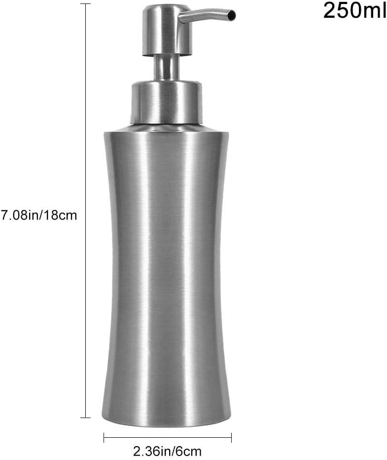 Stainless Steel Soap&Shampoo&Lotion Dispenser Pump/Liquid Bottle for Kitchen/Bathroom, 3 (250ml) - Image 1