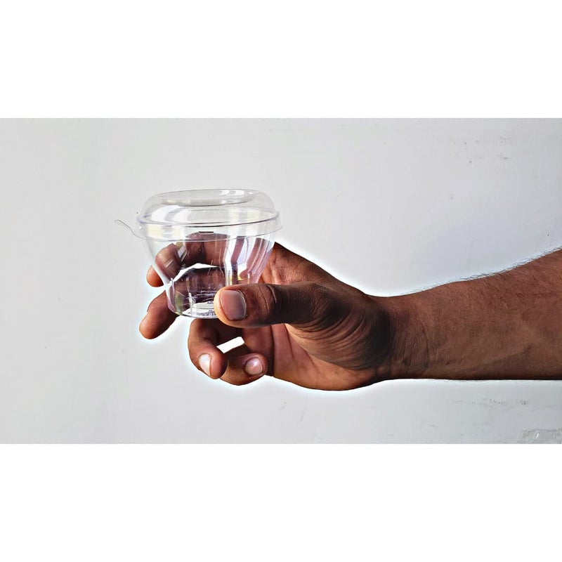 Alpha Basics 160ml PL Dessert Pudding Cups Pack of 10 with Lid Mousse Party Small Bowls - Image 2