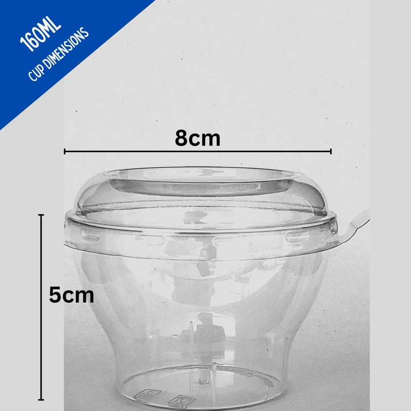 Alpha Basics 160ml PL Dessert Pudding Cups Pack of 10 with Lid Mousse Party Small Bowls - Image 3