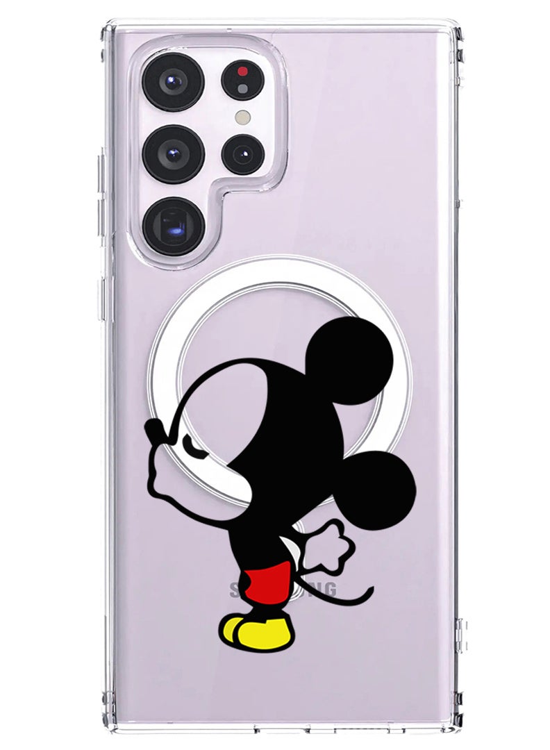 Theodor Magnetic Case for Samsung Galaxy S23 Ultra 6.8-inch Compatible with MagSafe Wireless Charging, Shockproof Phone Bumper Cover Mickey Kissing - Image 1