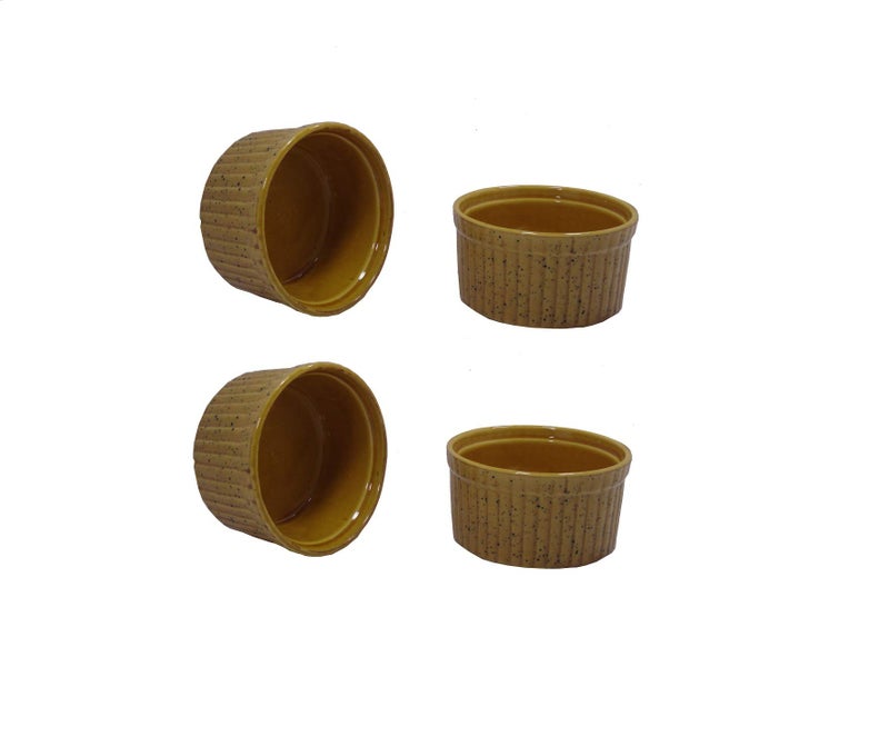 Caffeine Ceramic Handmade Mud Brown Ramekins Bowl (Set of 4) - Image 1