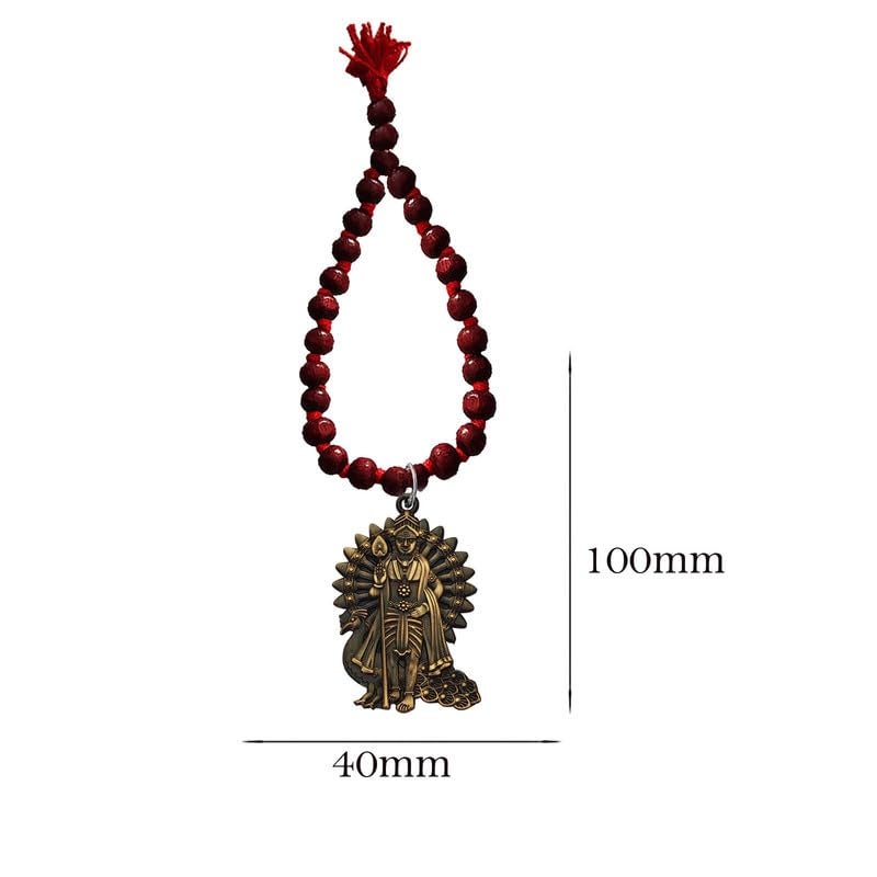 M Men Style Religious South Indian Murugan Kartikeya Kumara Bronze MetalWood Car Rearview Mirror Charm Car Dangler Ornament Accessories Gift SCrMa2024361 - Image 2