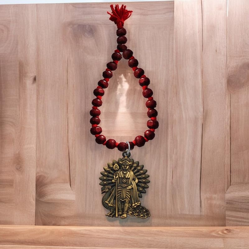 M Men Style Religious South Indian Murugan Kartikeya Kumara Bronze MetalWood Car Rearview Mirror Charm Car Dangler Ornament Accessories Gift SCrMa2024361 - Image 4