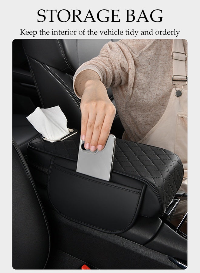 DUNISO Multifunctional Car Armrest Cover Cushion 2in1 Car Tissue Box Auto Center Console Armrest Pillow Car Armrest Comfortable Pads Soft Arm Rest Protector Cover for Most Vehicles, SUVs, Trucks, Cars - Image 2