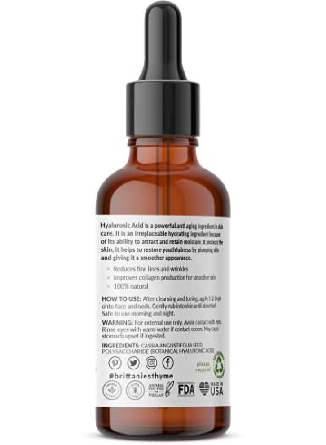 Brittanie's Thyme Pure Hyaluronic Acid Serum For Face ; Antiaging Serum For Fine Lines & Wrinkles ; Intense Plumping And Hydration ; Repairs Dry Skin & Safe For Any Skin Sensitivies - Image 3