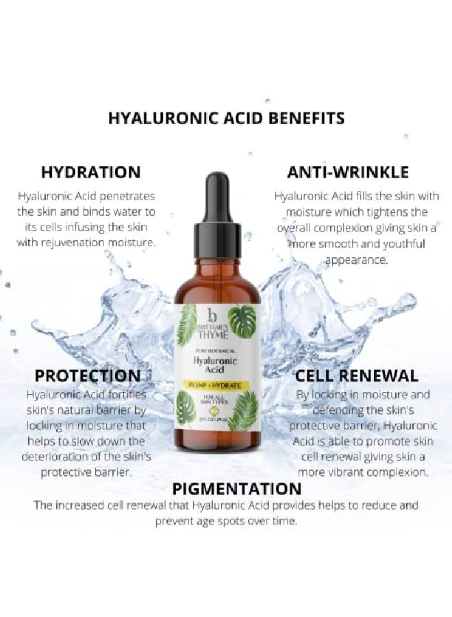 Brittanie's Thyme Pure Hyaluronic Acid Serum For Face ; Antiaging Serum For Fine Lines & Wrinkles ; Intense Plumping And Hydration ; Repairs Dry Skin & Safe For Any Skin Sensitivies - Image 4