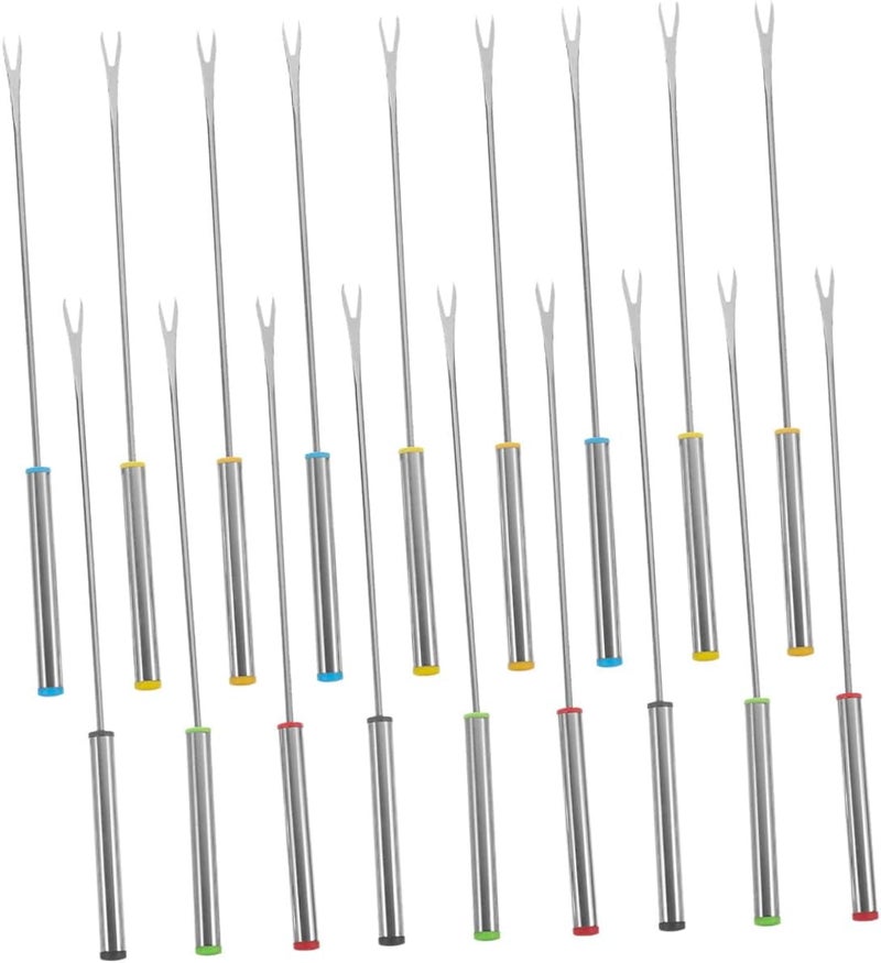 18pcs Stainless Steel Fondue Forks Set, Long Handle Chocolate Dipping Sticks, Reusable Grill and Dessert Skewers with Handles for Bbq, Cheese, Fruit, and Chocolate Fountain - Image 1