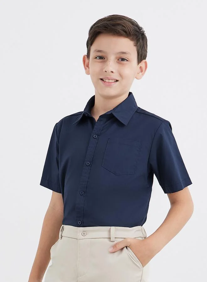 ستايلي Styli Boys Navy Blue Short Sleeves Shirt with Pocket