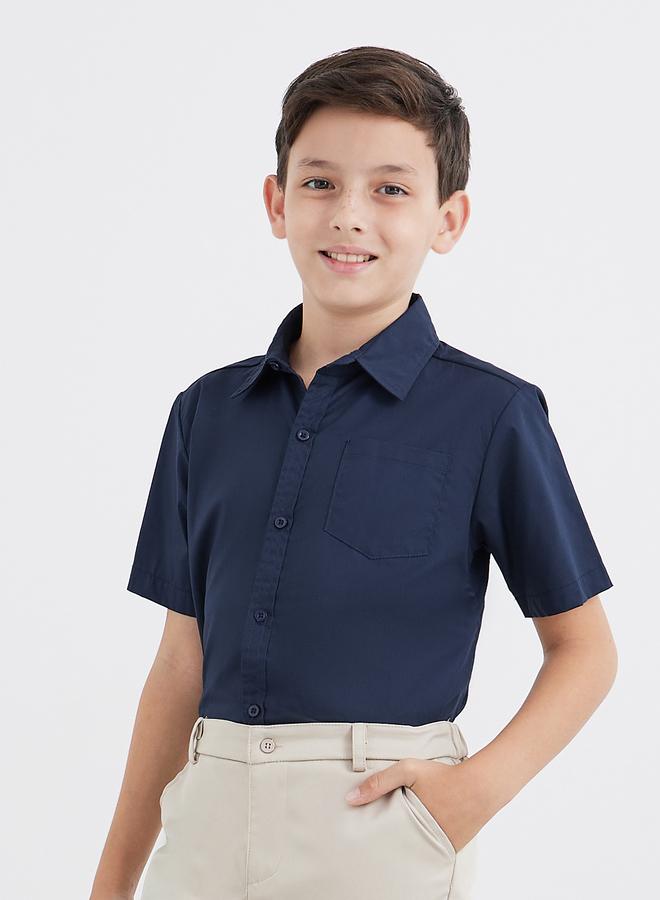 ستايلي قميص مدرسي ستايلي بويز أزرق كحلي بأكمام قصيرة وجيب - Image 1