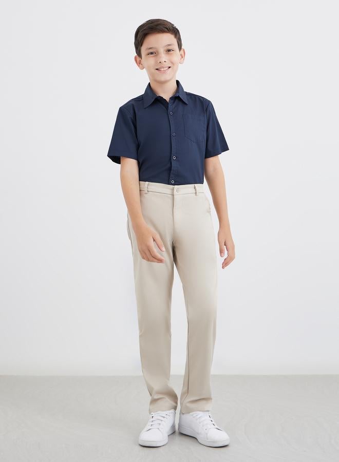 ستايلي قميص مدرسي ستايلي بويز أزرق كحلي بأكمام قصيرة وجيب - Image 2