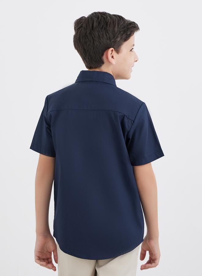 ستايلي قميص مدرسي ستايلي بويز أزرق كحلي بأكمام قصيرة وجيب - Image 5