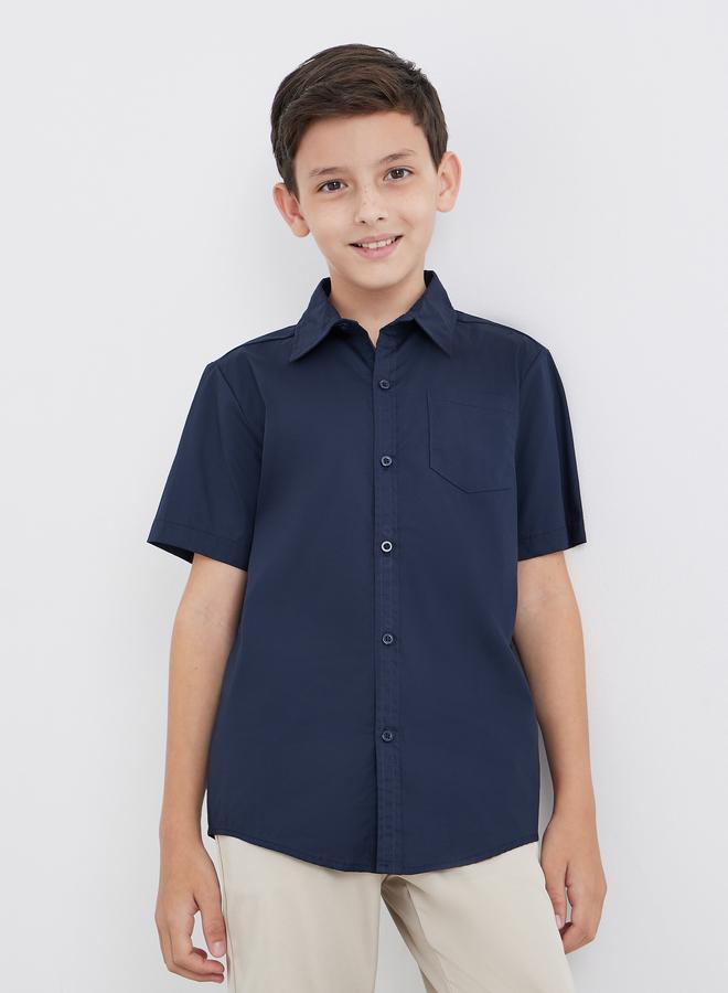 ستايلي قميص مدرسي ستايلي بويز أزرق كحلي بأكمام قصيرة وجيب - Image 3