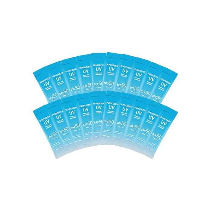 20PCS Mini Sunscreen with Hyaluronic Acid, SPF50+ PA+++ Travel Size Sunscreen Bulk (4ml Each), Lightweight & Non-Greasy & Hydrating, Waterproof Face & Body Sunscreen for Outdoor, Vacation, Daily Use