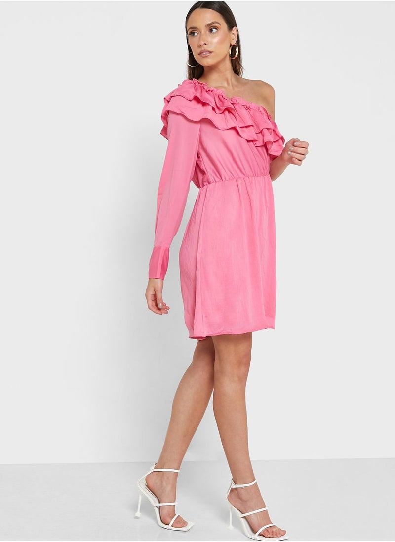 VERO MODA - One Shoulder Ruffle Detail Dress - Image 1