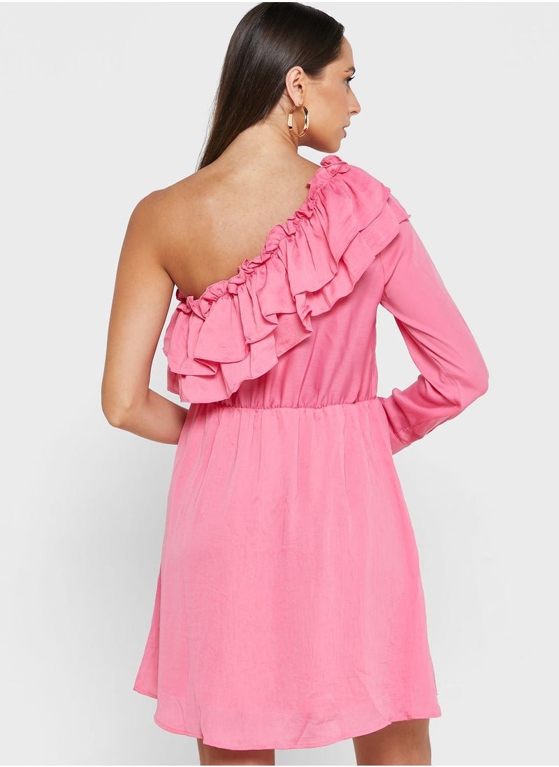 VERO MODA - One Shoulder Ruffle Detail Dress - Image 1