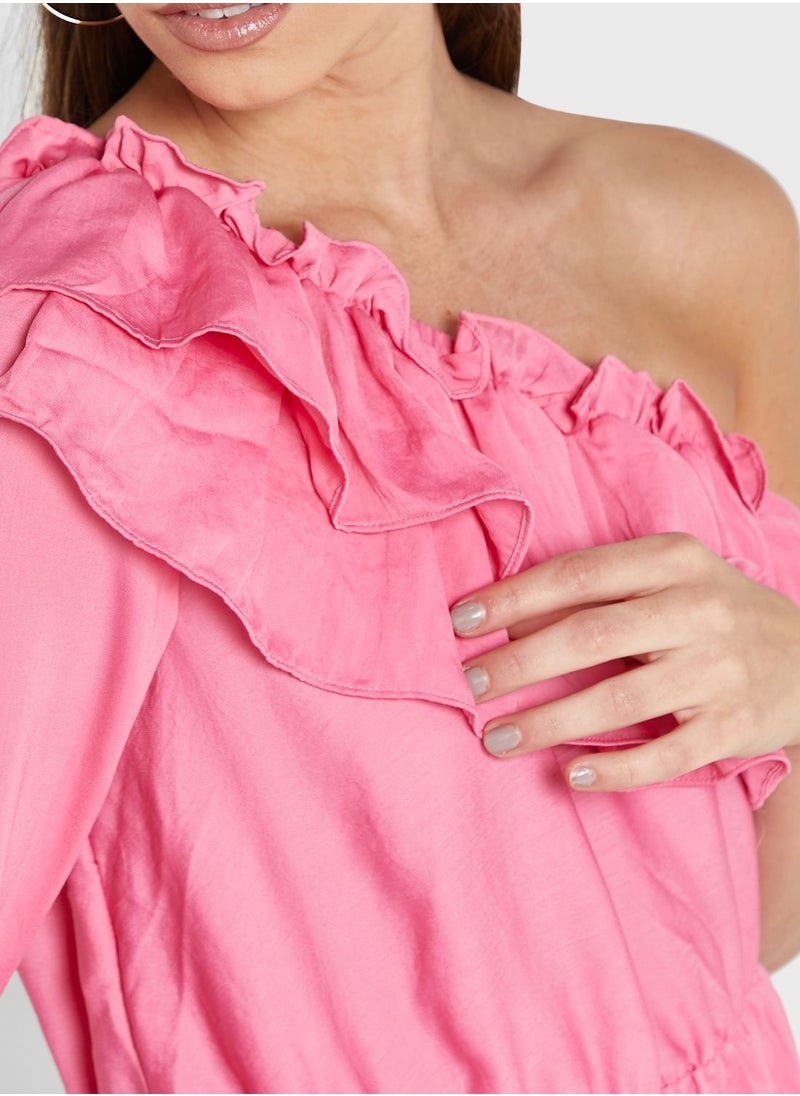 VERO MODA - One Shoulder Ruffle Detail Dress - Image 1