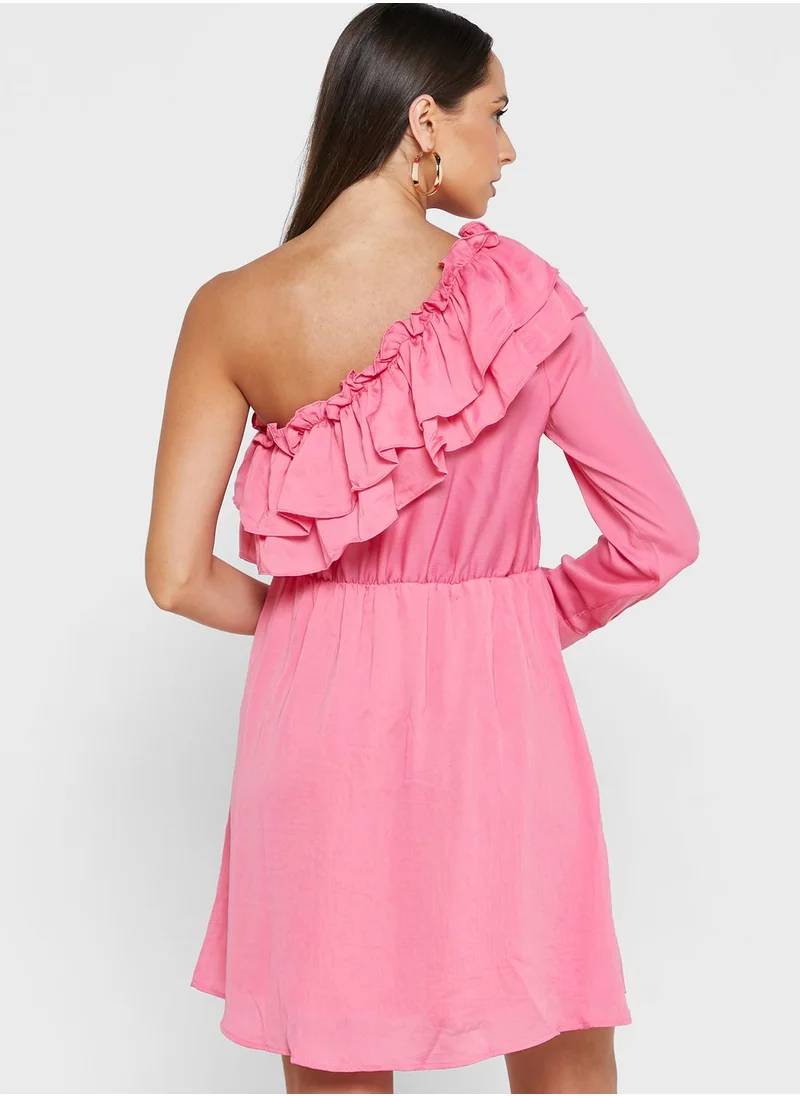 VERO MODA One Shoulder Ruffle Detail Dress