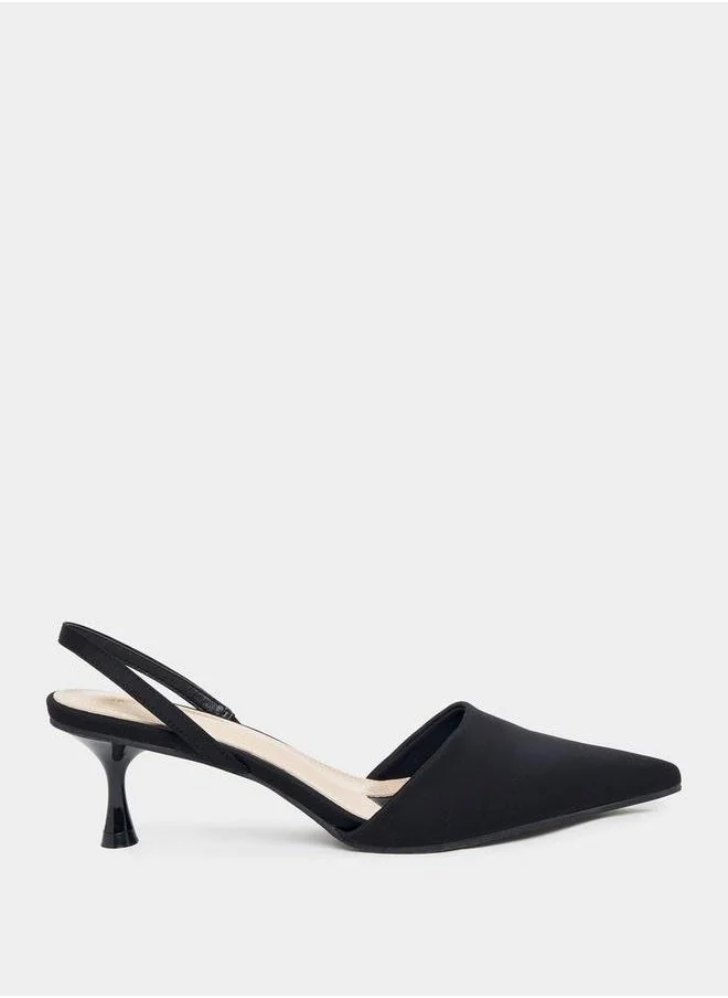 ستايلي Pointed Toe Ankle Tie Kitten Heel Pumps