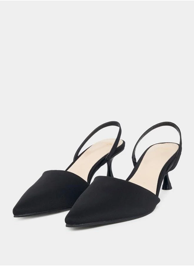 ستايلي Pointed Toe Ankle Tie Kitten Heel Pumps