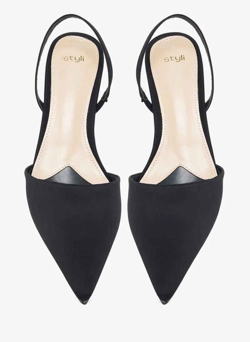 Styli  Pointed Toe Ankle Tie Kitten Heel Pumps for Women | Best Price UAE