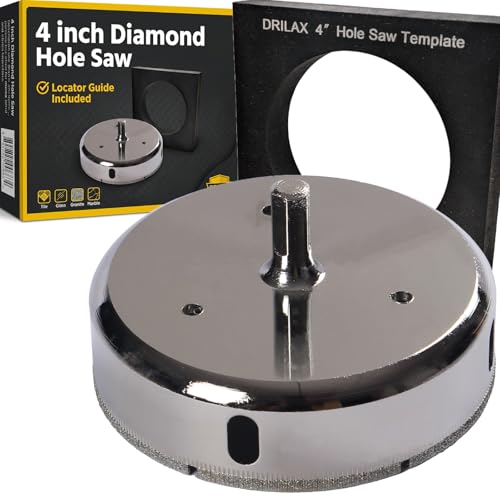 Drilax 4 inch Diamond Hole Saw Kit with Guide Tile & Glass Hole Cutter for Porcelain, Ceramic, Quartz & Stone 3/8" Shank Water Cooling Locator Included - Image 1