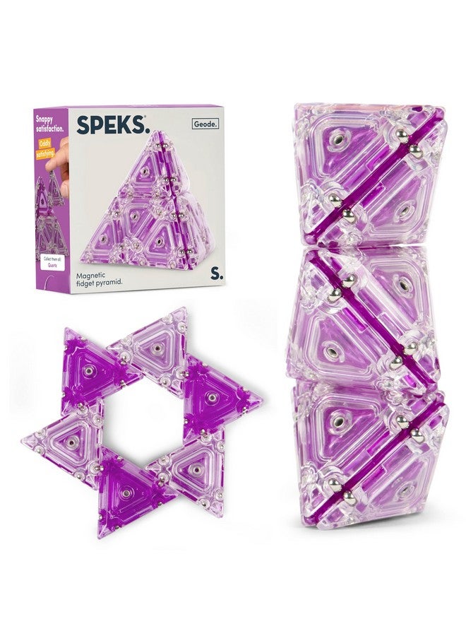 Speks Geode Pyramid - Magnetic Fidget Toy For Adults & Teens 14+ | Sensory Gadget For Stress Relief, Office Desk Toy Present, Holiday Stocking Stuffer | 12-Piece Set - Quartz - Image 1