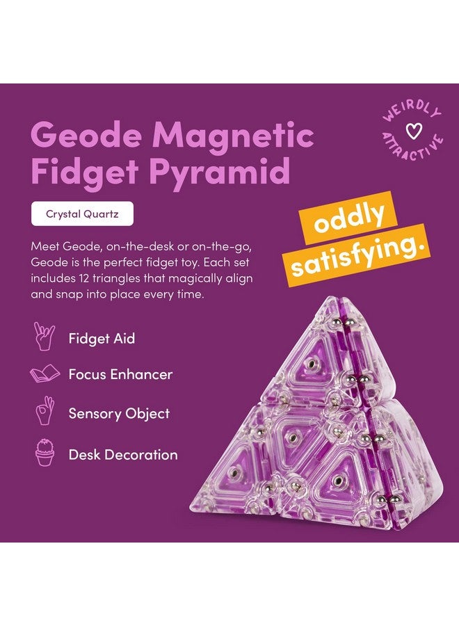 Speks Geode Pyramid - Magnetic Fidget Toy For Adults & Teens 14+ | Sensory Gadget For Stress Relief, Office Desk Toy Present, Holiday Stocking Stuffer | 12-Piece Set - Quartz - Image 2