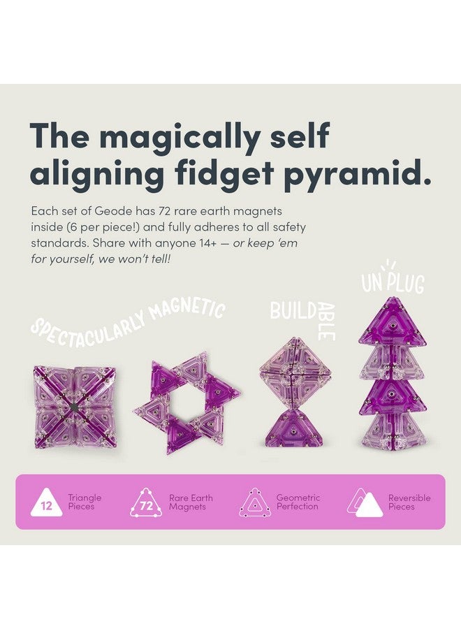 Speks Geode Pyramid - Magnetic Fidget Toy For Adults & Teens 14+ | Sensory Gadget For Stress Relief, Office Desk Toy Present, Holiday Stocking Stuffer | 12-Piece Set - Quartz - Image 3