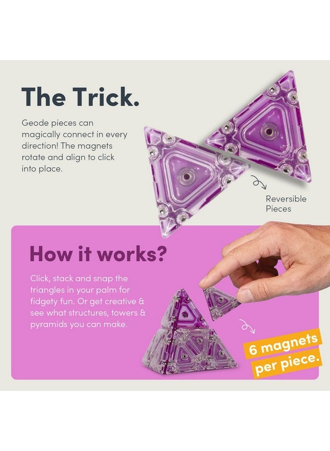 Speks Geode Pyramid - Magnetic Fidget Toy For Adults & Teens 14+ | Sensory Gadget For Stress Relief, Office Desk Toy Present, Holiday Stocking Stuffer | 12-Piece Set - Quartz - Image 5