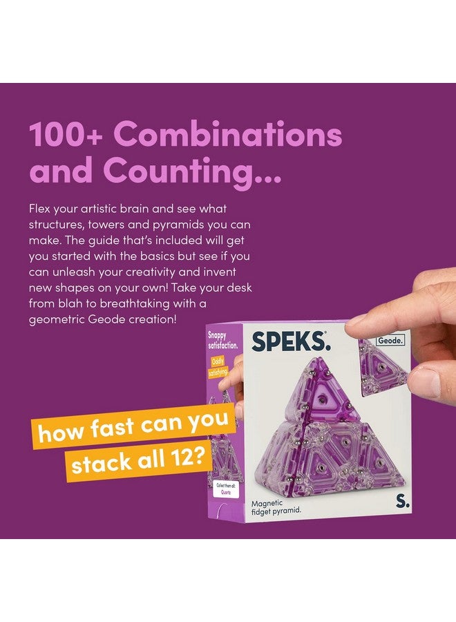 Speks Geode Pyramid - Magnetic Fidget Toy For Adults & Teens 14+ | Sensory Gadget For Stress Relief, Office Desk Toy Present, Holiday Stocking Stuffer | 12-Piece Set - Quartz - Image 4