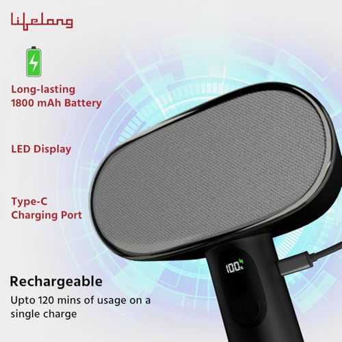 Lifelong 2-in-1 Rechargeable Double Head Lint Remover for Clothes – Woollen & All Fabrics – Brush at Back for Dust & Pet Hair Removal from Clothes - 3 Speeds - 1800 mAh Heavy Duty Battery (LLELR36) - Image 3